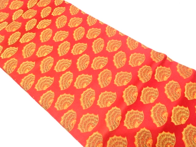 龍村美術織物製　彩貝文様織り出し　開き名古屋帯（額縁仕立て）